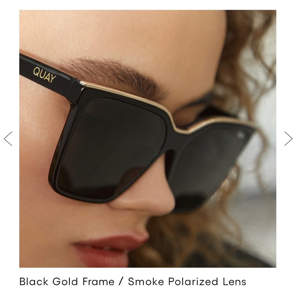 Quay Polarized Level Up Sunglasses - Black Gold Frame / Smoke Polarized Lens